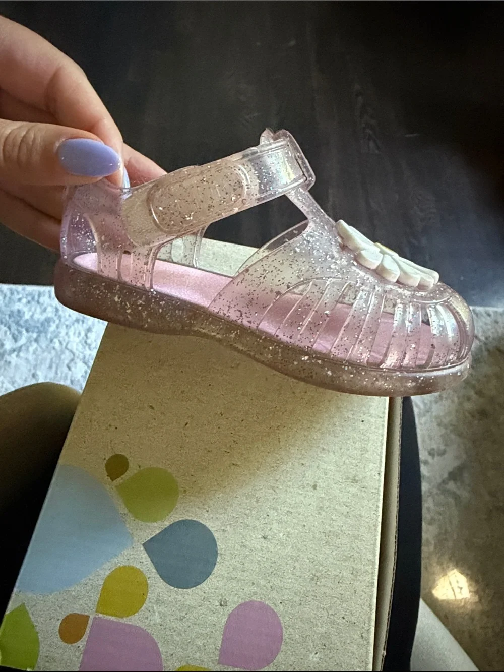 igor Pink Glitter Daisy Jelly Sandals for Kids
